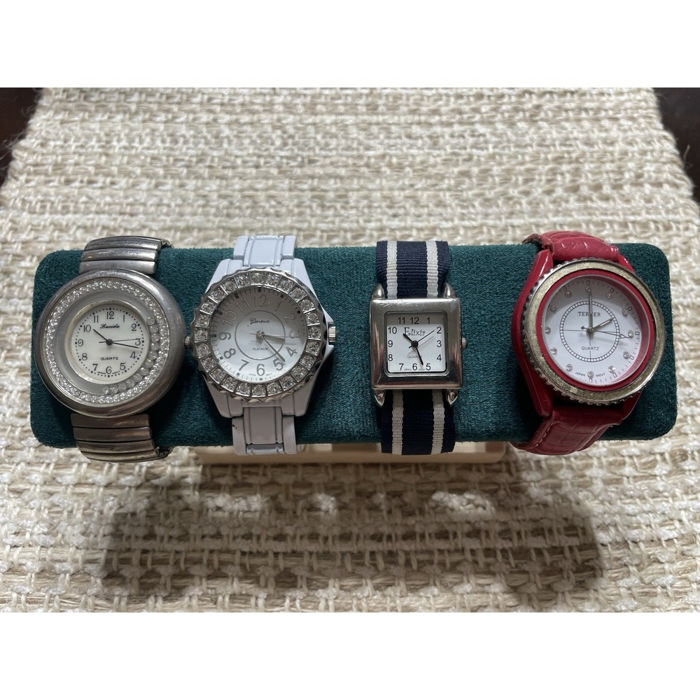 4 Watch Lot Lucida Geneva Elixir Bijoux Terner Quartz Japan Movt